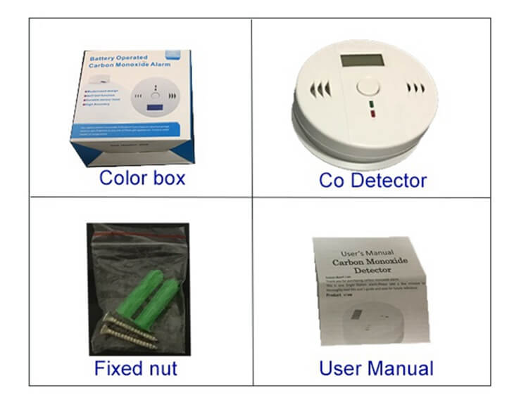 packing of the monoxide alarm or co gas detector co detektors