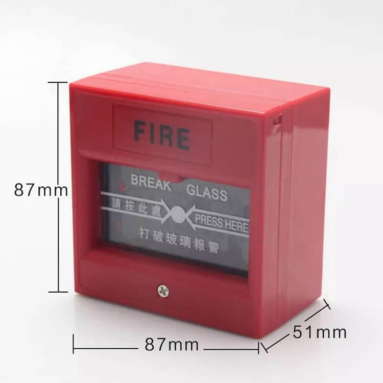 size for break glass call point / fire manual call point 